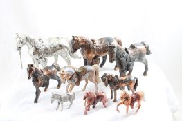 9 Metal Horse Figurines