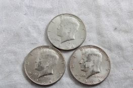 3 1964 Silver Kennedy Half Dollars