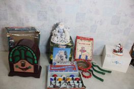 Christmas Tree Stand, Radio, Lights, Figurines