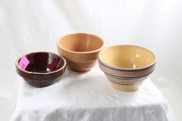 3 Stoneware/Yellowware Mixing Bowls