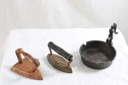 2 Miniature Sad Irons, Water Pump Ashtray
