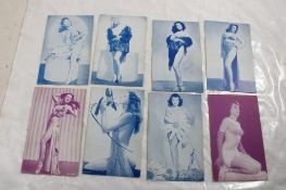8 Arcade Risque Pin-Up Exhibit Cards 1940's