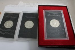 3 1971S Eisenhower Proof Silver Dollars 40% Silver