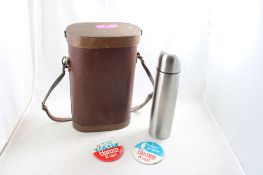 2 Hamm's Pinbacks, Leather & Copper Bottle Carrier