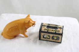 2 Advertising Banks American Mission to Lepers Pig