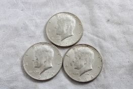3 1964 Silver Kennedy Half Dollars