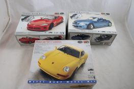 3 Testors Diecast 1:24 Scale Metal Car Model Kits