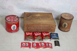 Cigar Wood Box, Tobacco Tins & Papers