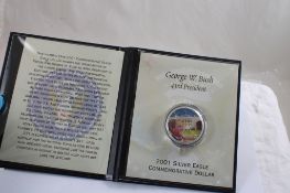 2001 Geo. W Bush Silver Eagle $1 Colorized Coin
