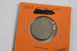 1883 No Cents U S Liberty Head V Nickle Coin