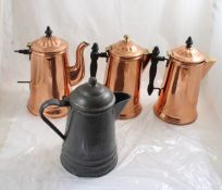 4 Coffee Pots 3 are Rome Copper, 1 Graniteware