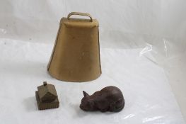 Cow Bell, Cast Iron Cat, Fort Snelling Paperweight