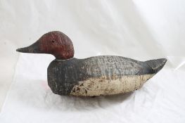 Old Wood Duck Decoy w/Glass Eyes 16.5