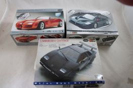 3 Testors Diecast 1:24 Scale Metal Car Model Kits