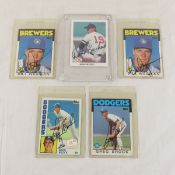 5 Autographed Baseball Cards- Wegman, Brock