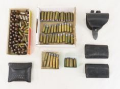 60+ Assorted .45 rounds, leather pouches & more