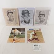 5 Cincinnati Reds 8x10's- 2 Signed -Foster, Feller