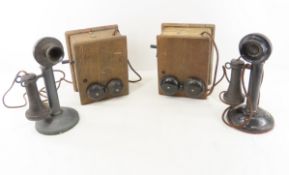 2 Antique Western Electric Hand Crank Telephones