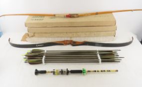 2 Recurve Bows, 75 Arrows, Dart Blowgun