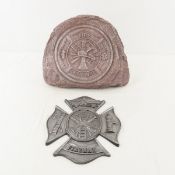 Fireman Plaque & Decorative Faux Rock