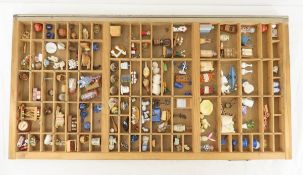 Vintage Printers Tray Filled with Miniatures