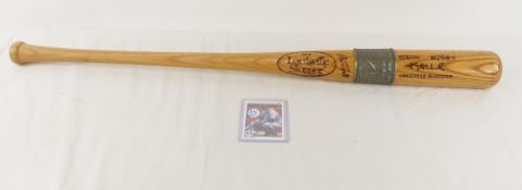 MN Twins Kent Hrbek Signed Card & Game Bat Trophy