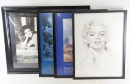 Framed Marilyn Monroe Print & 3 Framed Posters