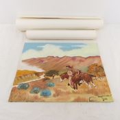 Doug Fast Horse Signed Painting & 6 Prints