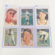 6 1957 Topps MLB Cards- Spahn, Herzog (RC)