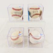 4 Autographed Baseballs- Jenkins, Clemens, Roberts