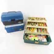 3 Tackle Boxes with Lures, Rapala, Poe's & more