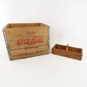 Vintage Wood Coca Cola Crate & Kraft Cheese Caddy