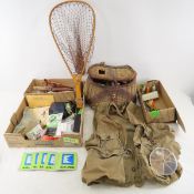Fishing Creel, Net, Fly Boxes, Fillet Knife & more