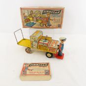 Unique Art Finnegan Tin Windup Baggage Cart & box