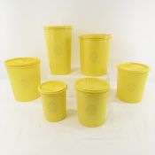 6 Vintage Yellow Tupperware Storage Canisters