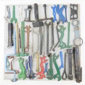 Vintage Tools Mounted on Board, Wrenches & more