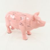 Piggy Bank With The Cuts Of Pork Outlined.