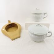 Bed Pan & 2 Ironstone Thunder Jugs with Lids