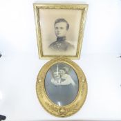 2 Antique Framed Pictures, soldier & couple