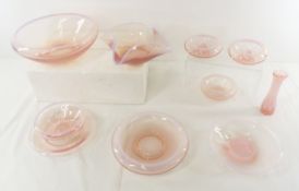 10 Pieces Fostoria Seascape Pink Opalescent Glass