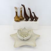 Von Briggle Flower Frog, Vase, Pierce Geese