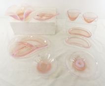9 Pieces Fostoria Seascape Pink Opalescent Glass