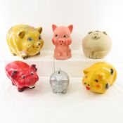 Large Chalkware, Stoneware & Other Piggy Banks