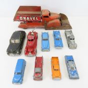 Marx Gravel Truck, Tootsie Toy Cars & Fire Truck