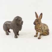 Vintage Cast Iron Rabbit & Lion Piggy Banks