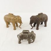 3 Vintage Cast Iron Elephant Banks