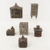 6 Vintage Cast Iron Building & Safe Banks