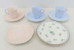 Shelley Teacups & Saucers, 3 complete + 2 saucers
