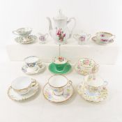 8 Vintage Teacups & saucers, teapot & more