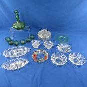 Vintage Green Glass Decanter Set and More